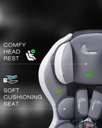 R for Rabbit Jack N Jill-Baby Car Seat-Convertible (Front & Rear Facing)-3 Position Recline-For 0 to 5Y (Upto 18Kg)-Black Grey