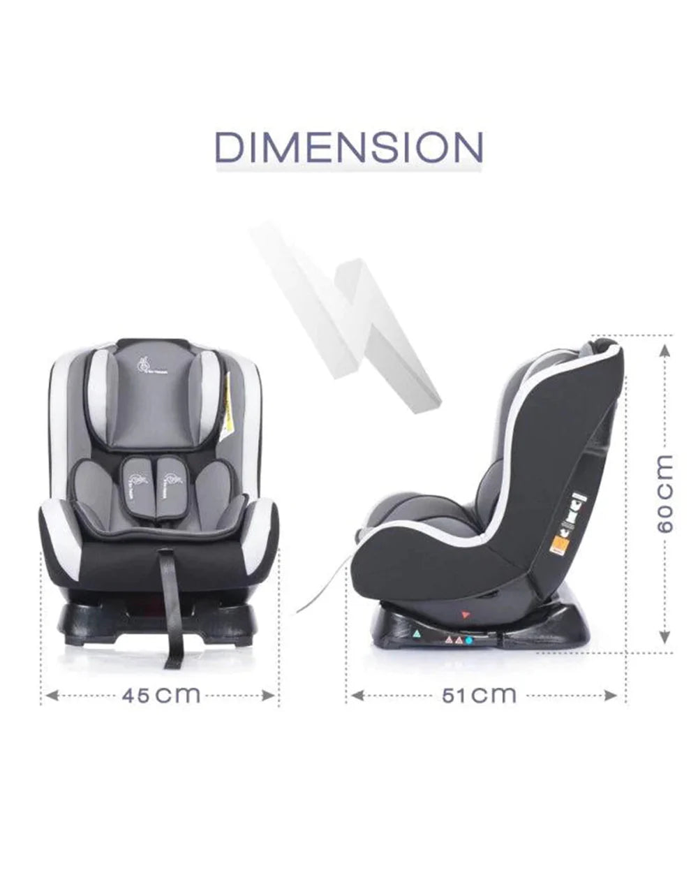 R for Rabbit Jack N Jill-Baby Car Seat-Convertible (Front & Rear Facing)-3 Position Recline-For 0 to 5Y (Upto 18Kg)-Black Grey
