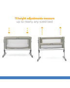 Joie Roomie Glide Bedside Crib-Single Hand Glide-With Removable Mattress & 4 Lockable Wheels-11 Height Adjustments-Dual Mesh Windows-For 0 to 6M (Upto 9 kg)-Almond