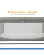 Joie Roomie Glide Bedside Crib-Single Hand Glide-With Removable Mattress & 4 Lockable Wheels-11 Height Adjustments-Dual Mesh Windows-For 0 to 6M (Upto 9 kg)-Foggy Grey