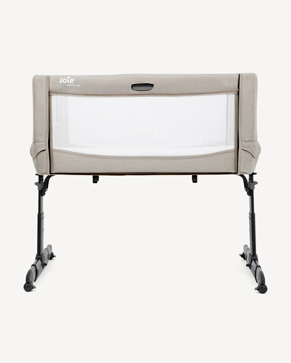 Joie Roomie Go Travel Bedside Crib-Compact Fold-With Both Side Mesh Windows & Removable Mattress-5 Height Adjustments-With 4 Lockable Wheels-For Infants-Upto 9 Kg-Clay