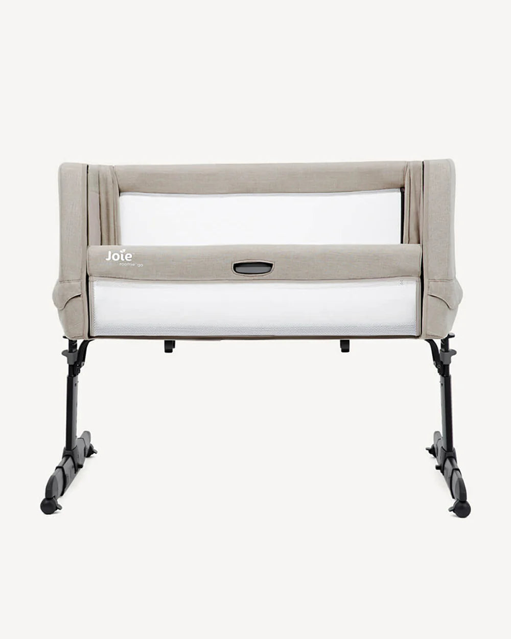 Joie Roomie Go Travel Bedside Crib-Compact Fold-With Both Side Mesh Windows & Removable Mattress-5 Height Adjustments-With 4 Lockable Wheels-For Infants-Upto 9 Kg-Clay