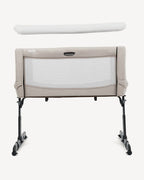 Joie Roomie Go Travel Bedside Crib-Compact Fold-With Both Side Mesh Windows & Removable Mattress-5 Height Adjustments-With 4 Lockable Wheels-For Infants-Upto 9 Kg-Clay