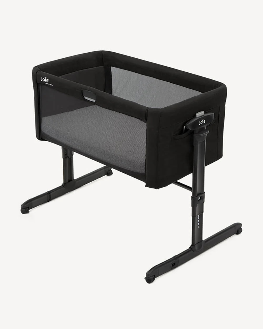 Joie Roomie Glide Bedside Crib-Single Hand Glide-With Removable Mattress & 4 Lockable Wheels-11 Height Adjustments-Dual Mesh Windows-For 0 to 6M (Upto 9 kg)-Shale
