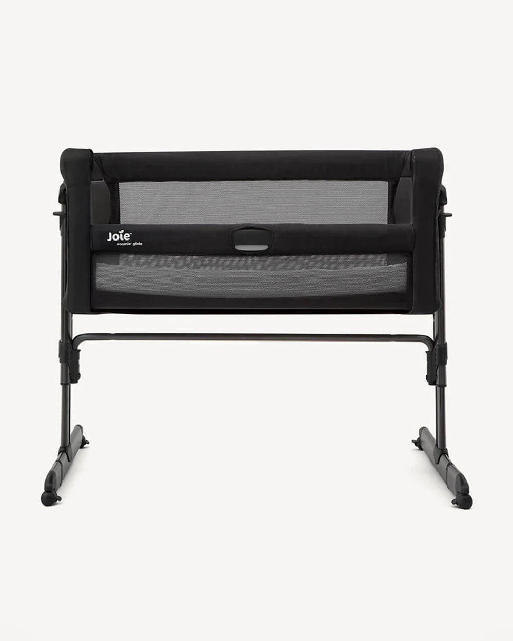 Joie Roomie Glide Bedside Crib-Single Hand Glide-With Removable Mattress & 4 Lockable Wheels-11 Height Adjustments-Dual Mesh Windows-For 0 to 6M (Upto 9 kg)-Shale