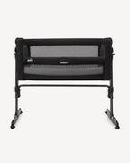 Joie Roomie Glide Bedside Crib-Single Hand Glide-With Removable Mattress & 4 Lockable Wheels-11 Height Adjustments-Dual Mesh Windows-For 0 to 6M (Upto 9 kg)-Shale