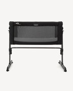 Joie Roomie Glide Bedside Crib-Single Hand Glide-With Removable Mattress & 4 Lockable Wheels-11 Height Adjustments-Dual Mesh Windows-For 0 to 6M (Upto 9 kg)-Shale
