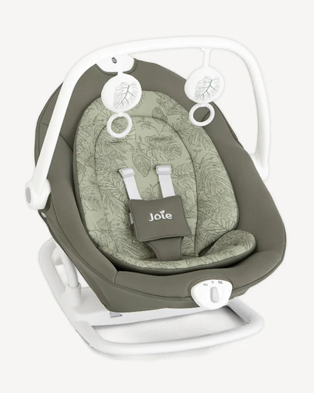 Joie Sansa 2 in 1 Baby Bouncer & Rocker-3 Position Recline-Multi Motion Soother Sways Side to Side-With Toy Bar & Two Plush Toys-For 0 to 9 Kg-Palm