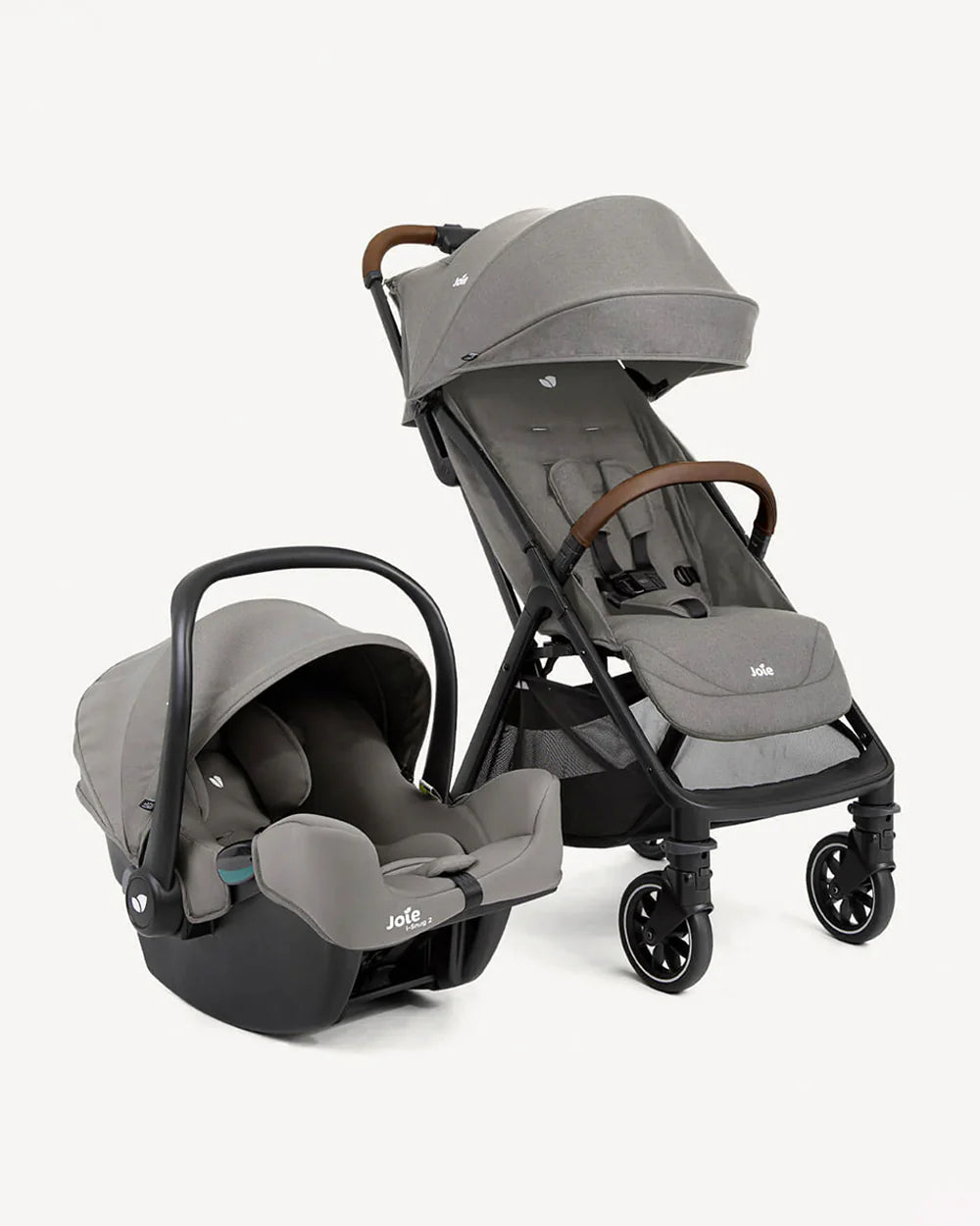 Joie Pact Pro Lightweight Stroller & i-Snug 2 Car Seat Travel System-Stroller Features (One Hand Fold, Upto Upto 22 Kg)-Car Seat Features (Adjustable Headrest, Upto 13 Kg)-Pebble