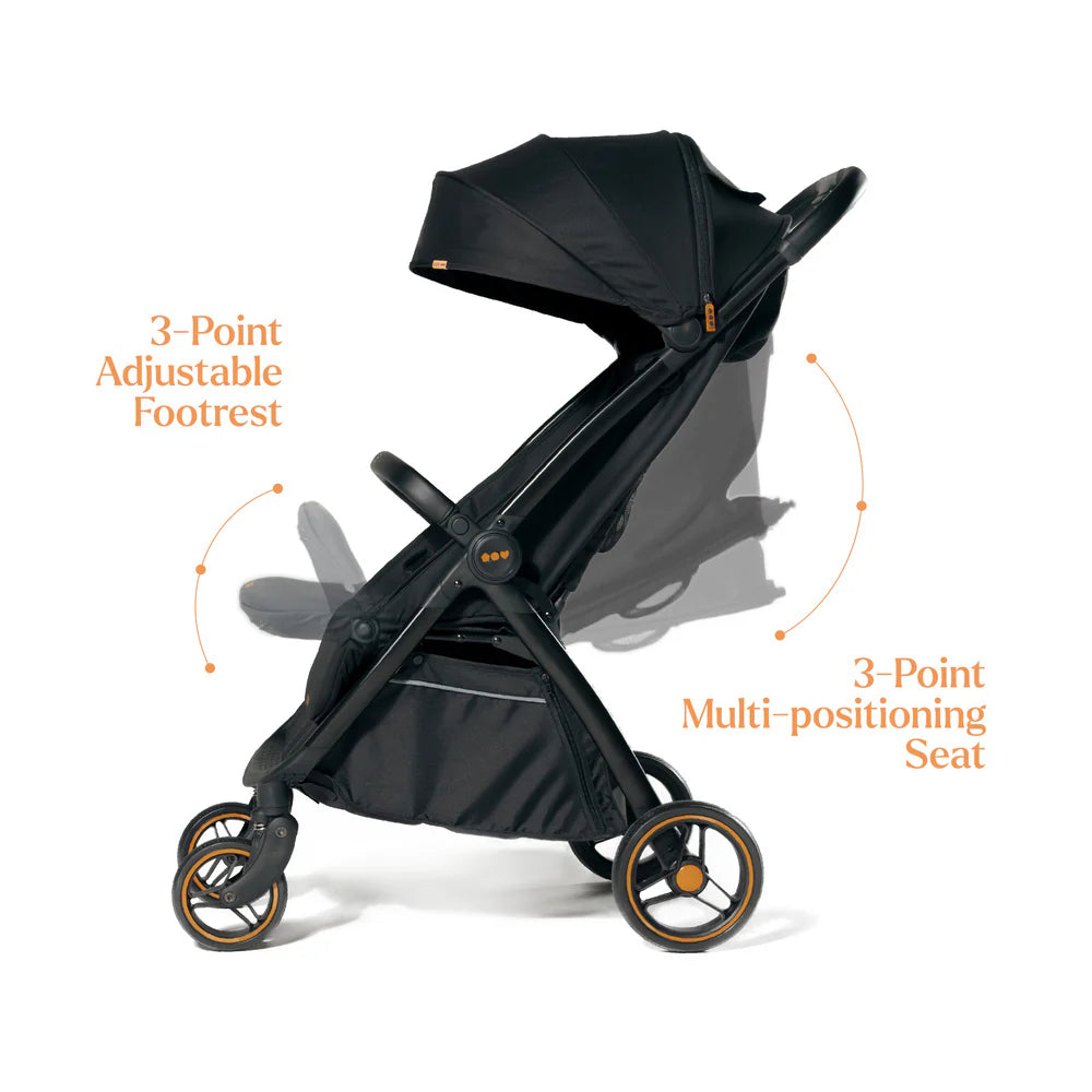 Loopie Hop Travel Friendly Stroller - Charcoal Black