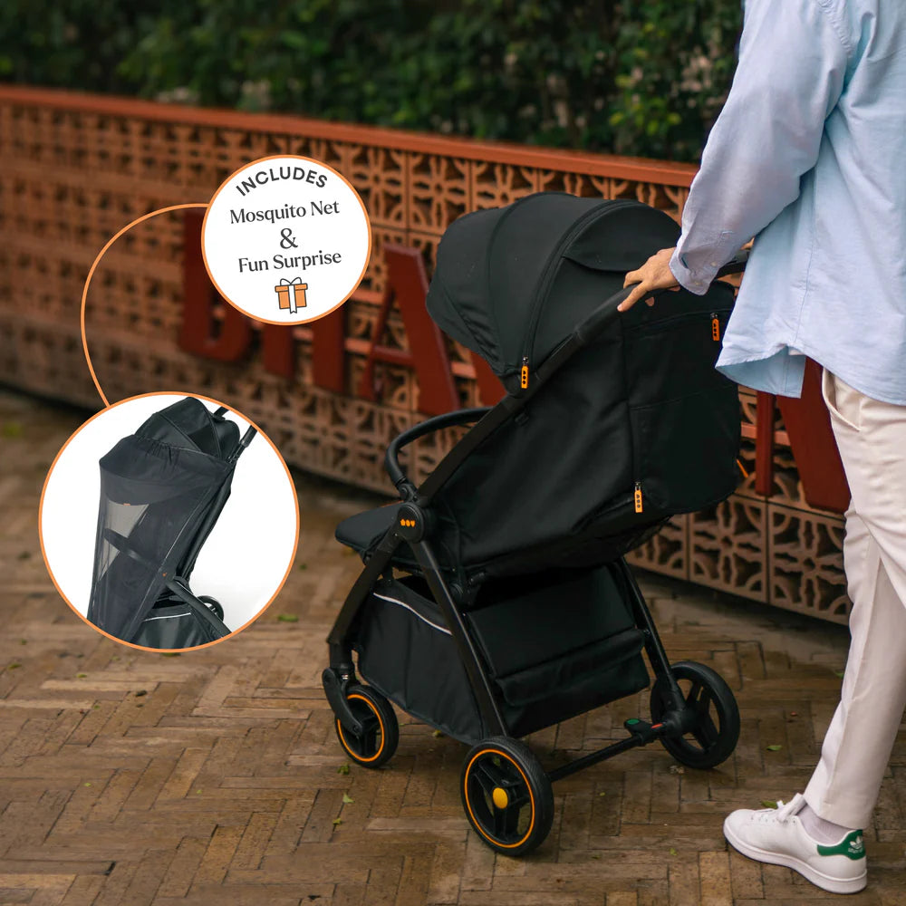 Loopie Hop Travel Friendly Stroller - Charcoal Black