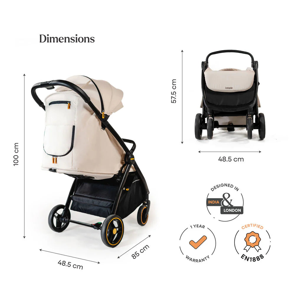 Loopie Hop Travel Friendly Stroller - Ivory
