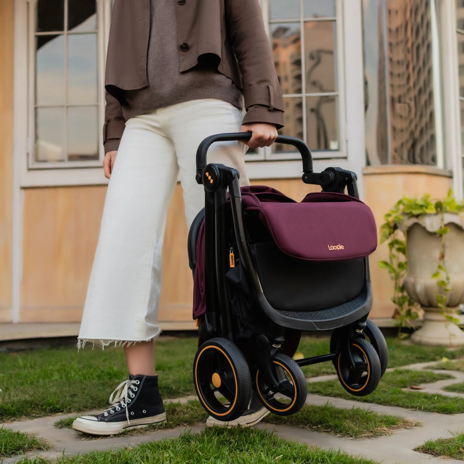 Loopie Hop Travel Friendly Stroller -Maroon Mulberry