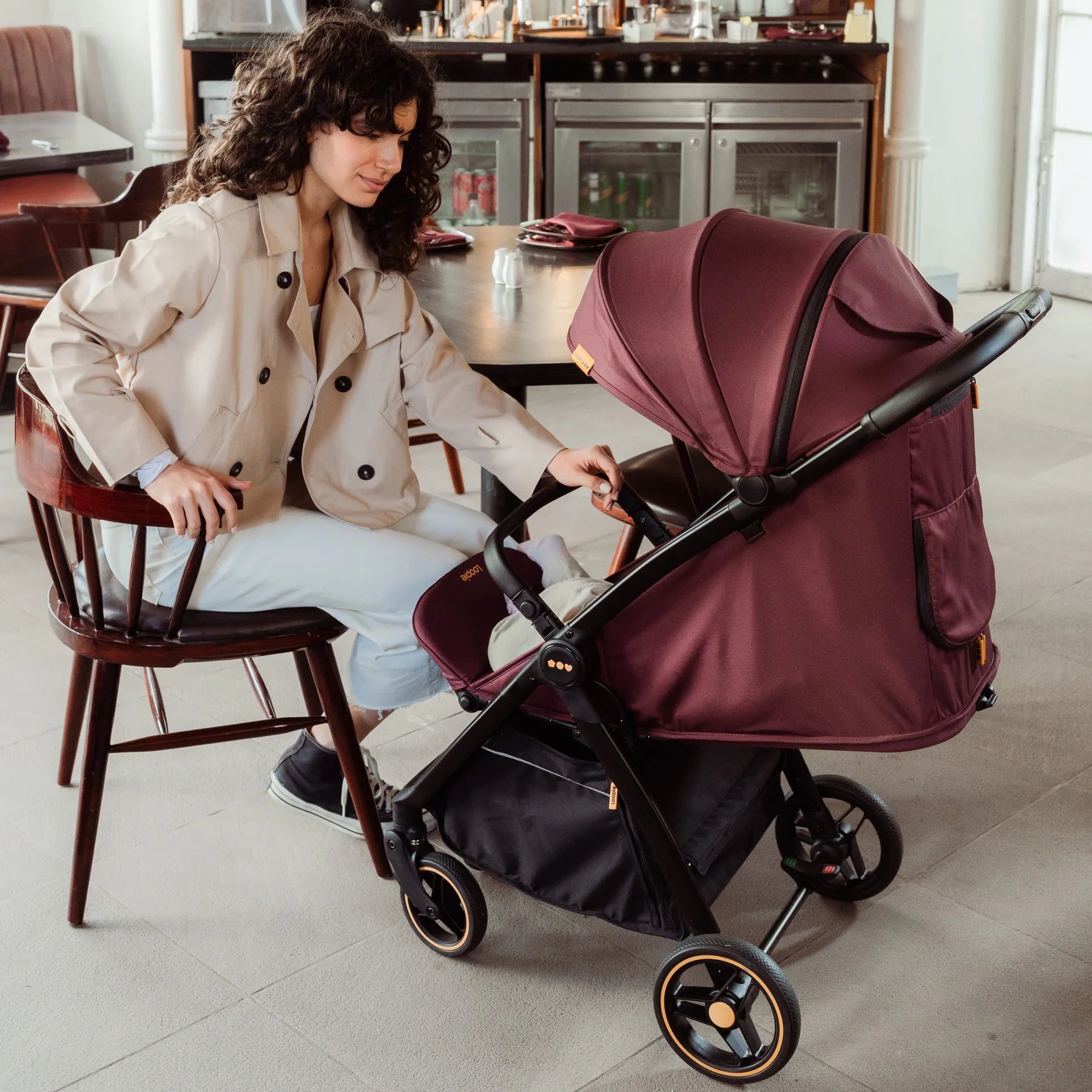 Loopie Hop Travel Friendly Stroller -Maroon Mulberry
