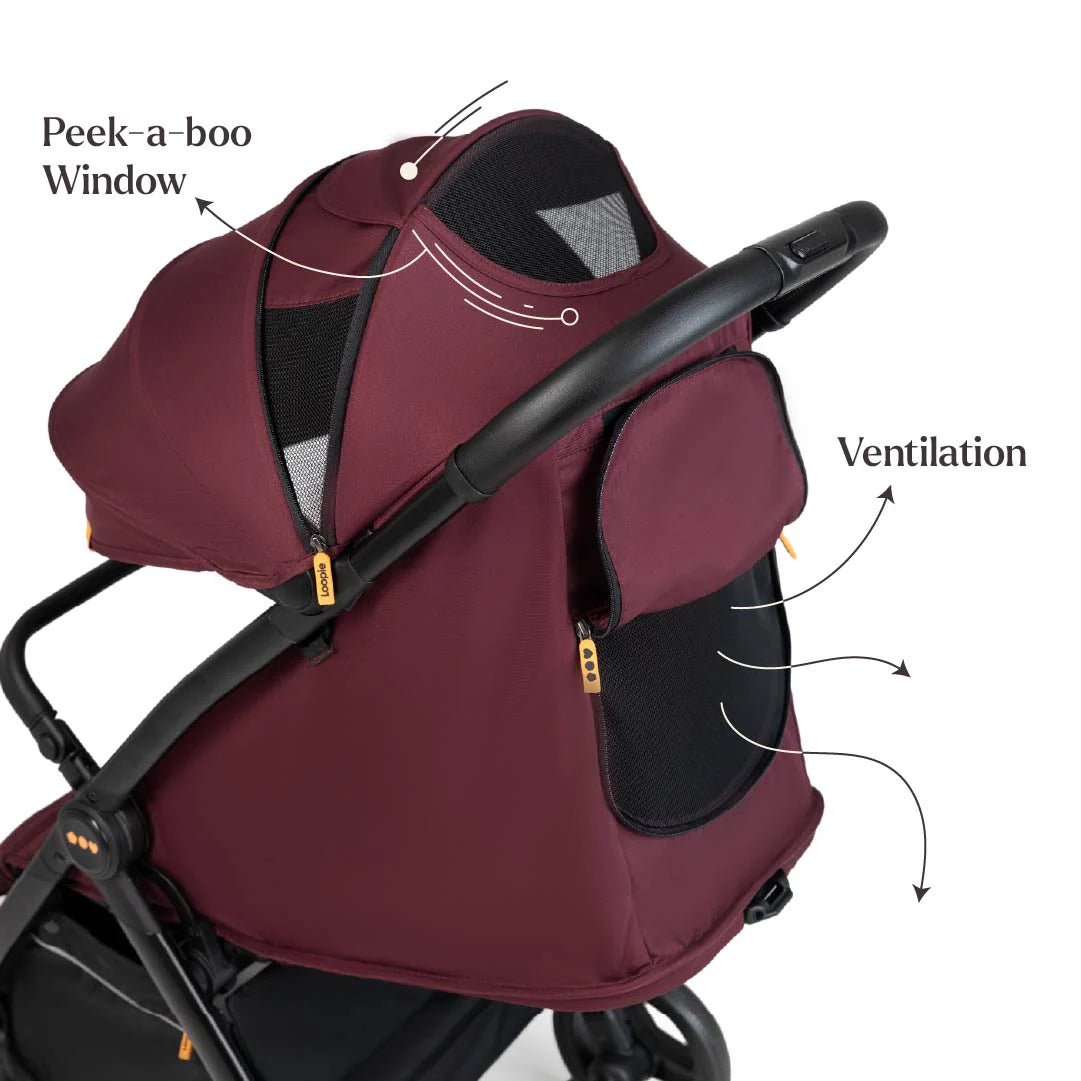 Loopie Hop Travel Friendly Stroller -Maroon Mulberry