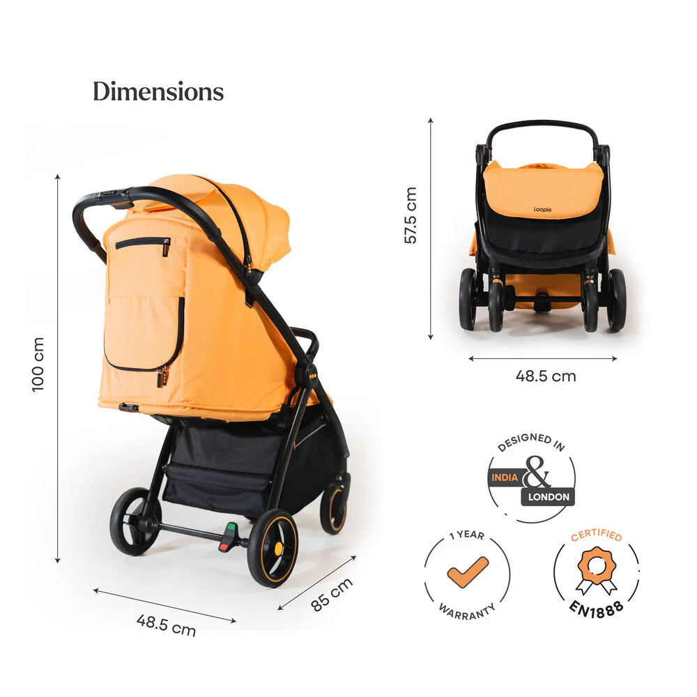 Loopie Hop Travel Friendly Stroller - Orange