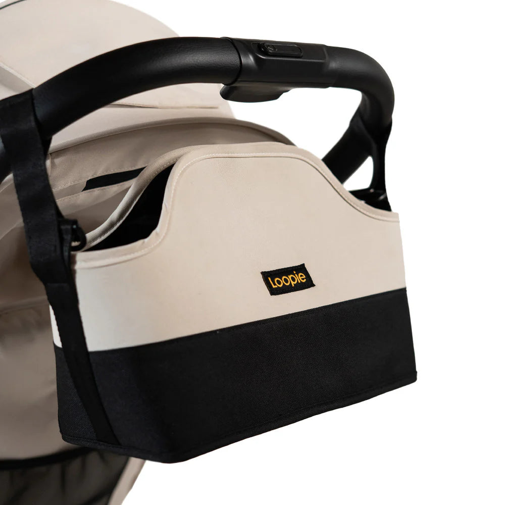 Loopie Organiser Bag ,Baby Stroller Organiser Bag | Universal Fit | Magnetic Closure | Baby Caddy Bag- Ivory