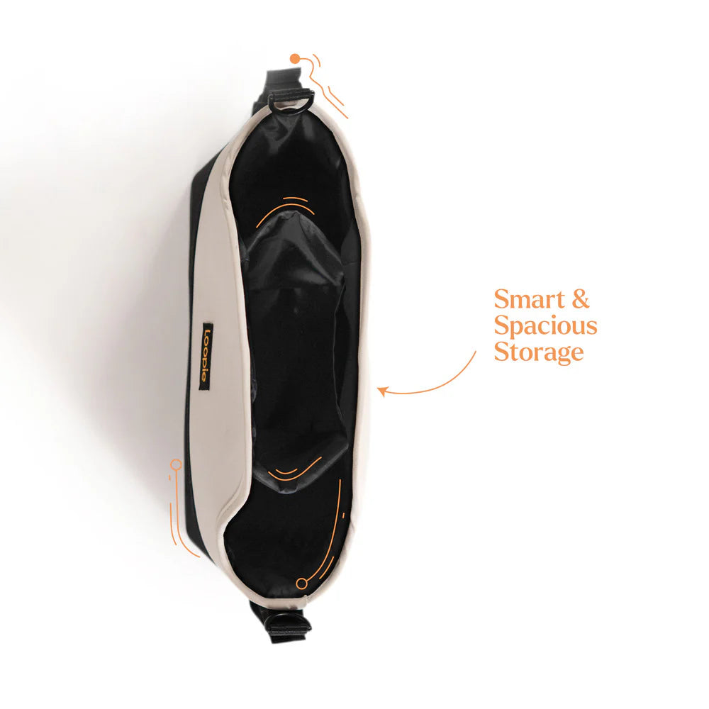 Loopie Organiser Bag ,Baby Stroller Organiser Bag | Universal Fit | Magnetic Closure | Baby Caddy Bag- Ivory