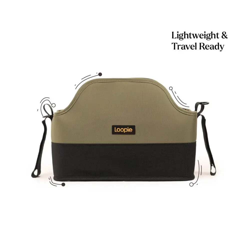 Loopie Organiser Bag ,Baby Stroller Organiser Bag | Universal Fit | Magnetic Closure | Baby Caddy Bag- Olive Fern
