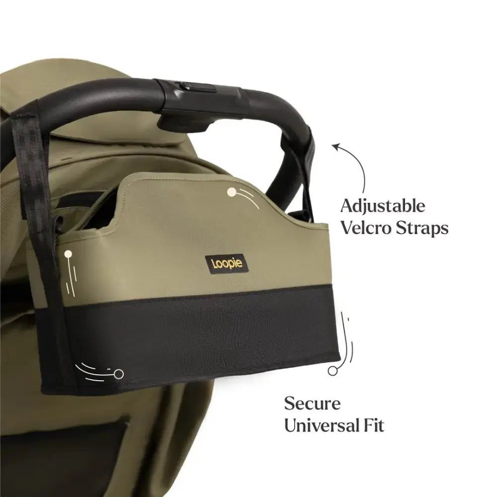 Loopie Organiser Bag ,Baby Stroller Organiser Bag | Universal Fit | Magnetic Closure | Baby Caddy Bag- Olive Fern