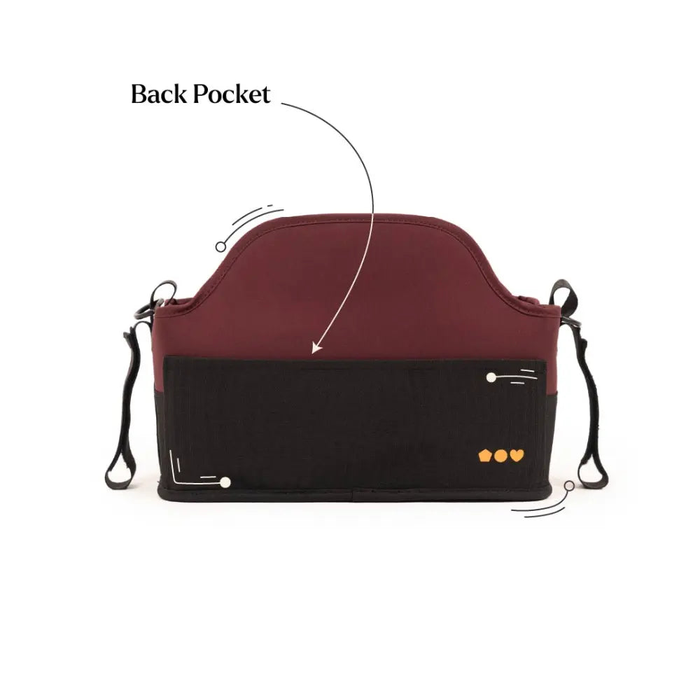 Loopie Organiser Bag ,Baby Stroller Organiser Bag | Universal Fit | Magnetic Closure | Baby Caddy Bag- Maroon Mulberry