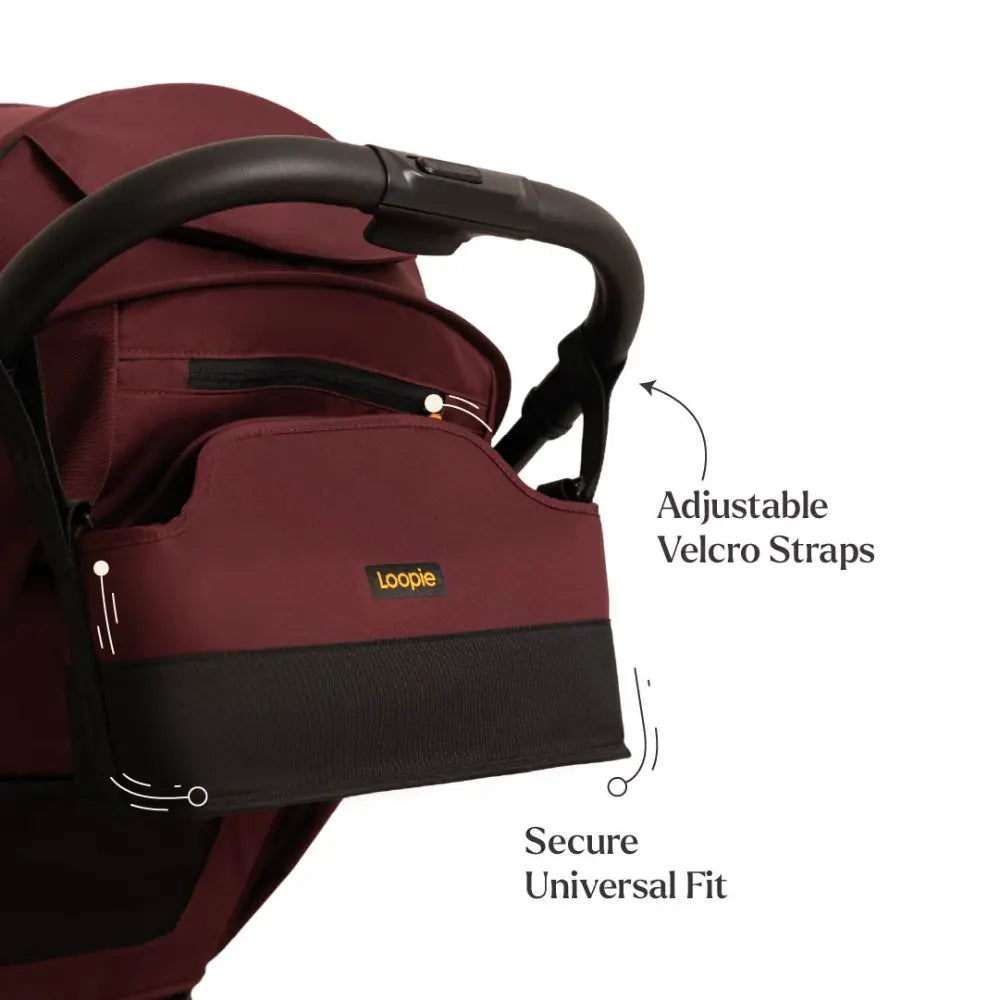 Loopie Organiser Bag ,Baby Stroller Organiser Bag | Universal Fit | Magnetic Closure | Baby Caddy Bag- Maroon Mulberry