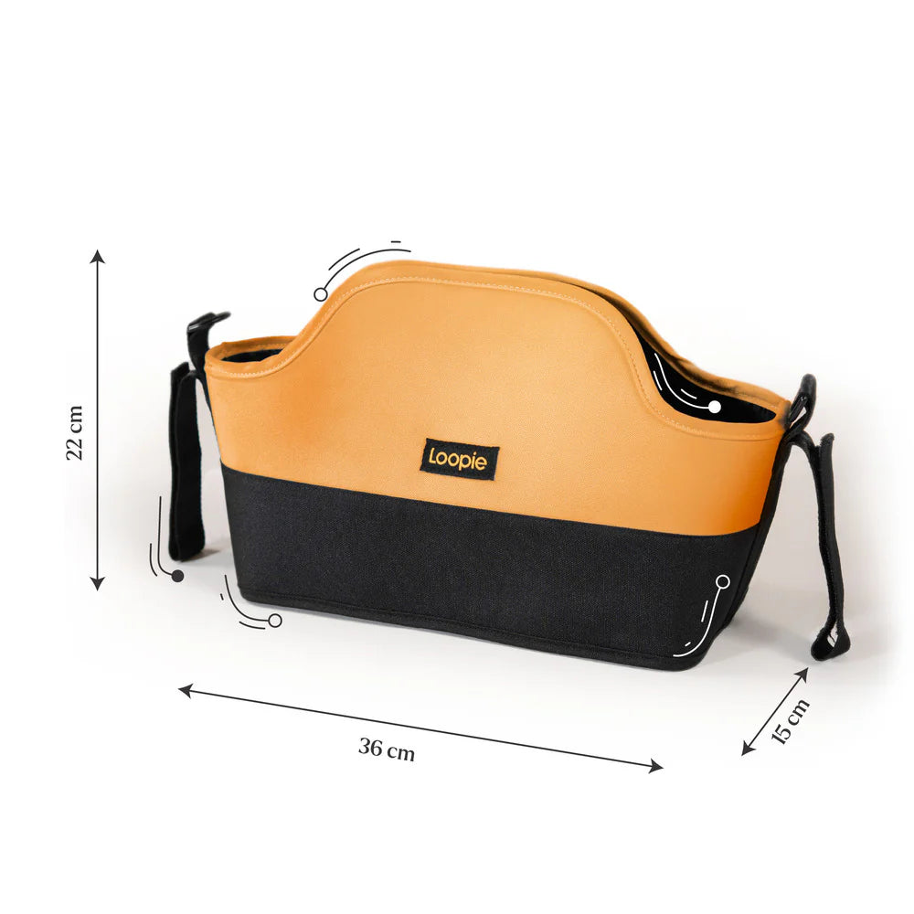 Loopie Organiser Bag ,Baby Stroller Organiser Bag | Universal Fit | Magnetic Closure | Baby Caddy Bag- Orange