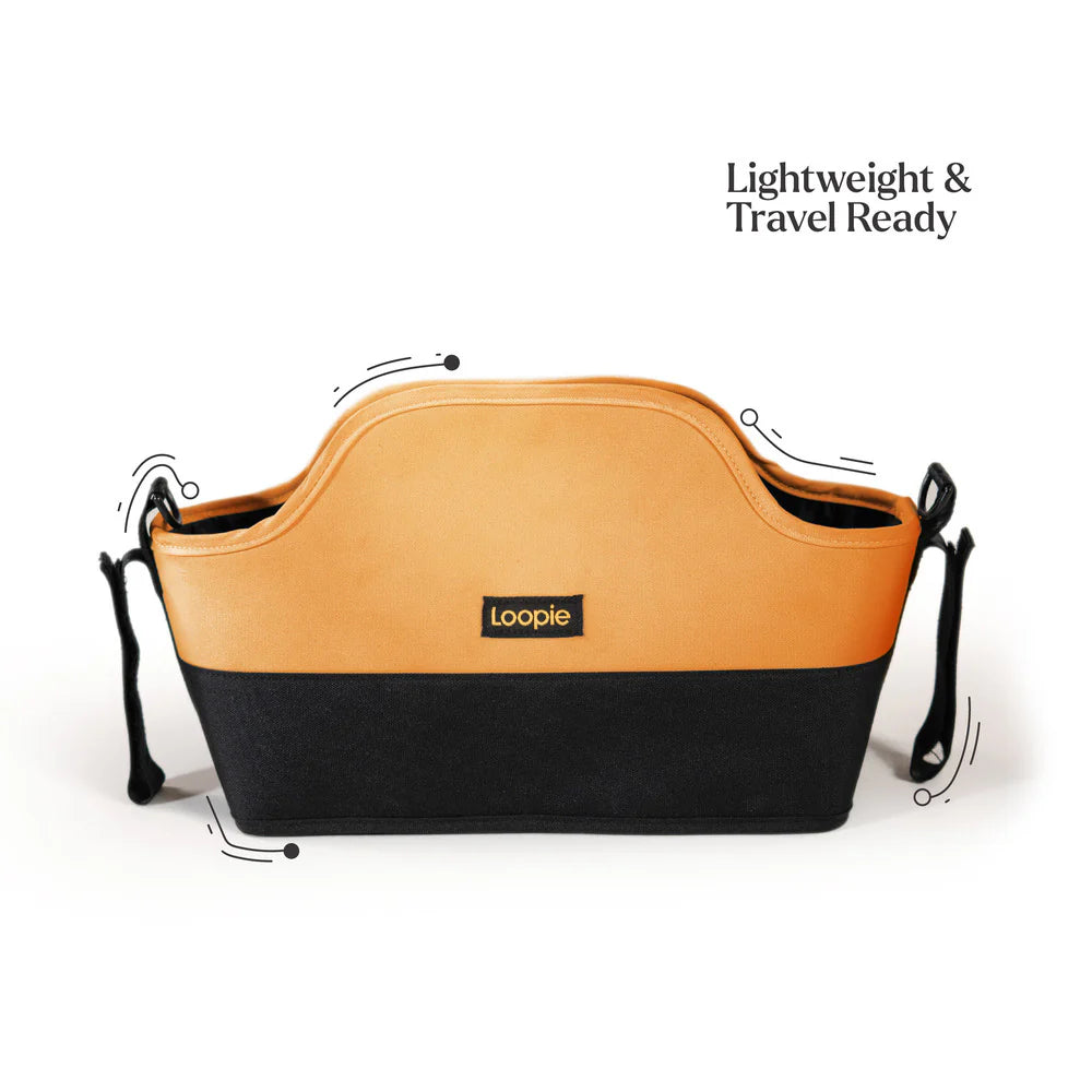 Loopie Organiser Bag ,Baby Stroller Organiser Bag | Universal Fit | Magnetic Closure | Baby Caddy Bag- Orange