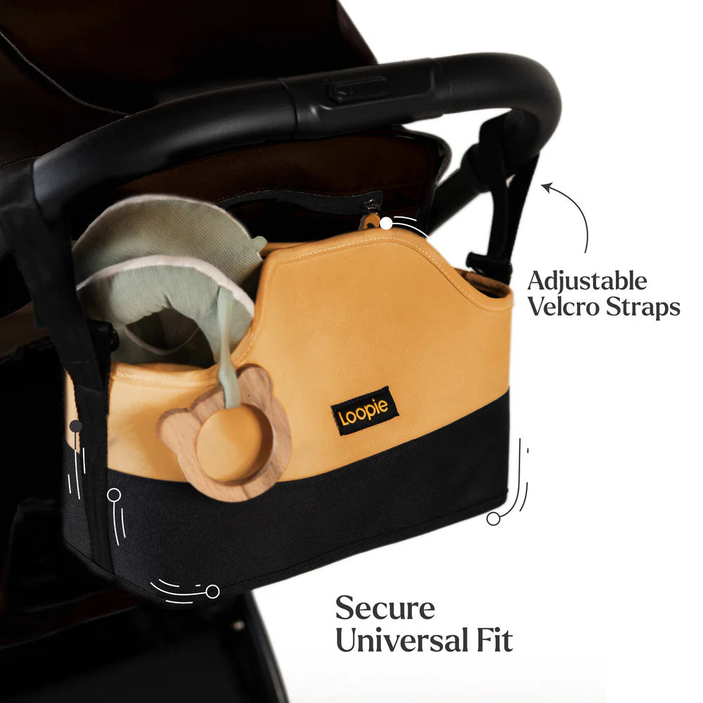 Loopie Organiser Bag ,Baby Stroller Organiser Bag | Universal Fit | Magnetic Closure | Baby Caddy Bag- Orange