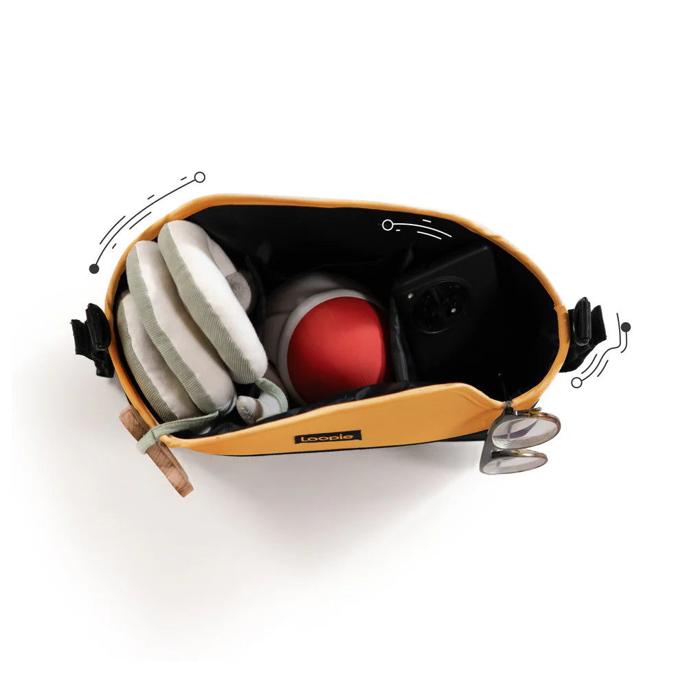 Loopie Organiser Bag ,Baby Stroller Organiser Bag | Universal Fit | Magnetic Closure | Baby Caddy Bag- Orange