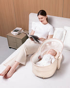 Mastela 4 in 1 Swing & Bassinet-12 Melodies-Adjustable Backrest-5 Points Harness-Breathable Mesh Sides & Soft Headrest-For 0 to 36M (Upto 15 Kg)-Bronze