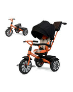 Bentley Mulliner 6 in 1 Trike Stroller-Continental GT Mulliner Style Replica Wheels-Cross Stiched & Cushioned Seats-With Bentley Badge & Anti Slip Pedals-For 6M to 5Y (Upto 25 Kg)-Mandarin