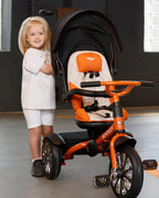 Bentley Mulliner 6 in 1 Trike Stroller-Continental GT Mulliner Style Replica Wheels-Cross Stiched & Cushioned Seats-With Bentley Badge & Anti Slip Pedals-For 6M to 5Y (Upto 25 Kg)-Mandarin