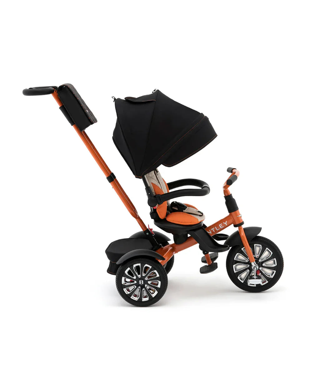 Bentley Mulliner 6 in 1 Trike Stroller-Continental GT Mulliner Style Replica Wheels-Cross Stiched & Cushioned Seats-With Bentley Badge & Anti Slip Pedals-For 6M to 5Y (Upto 25 Kg)-Mandarin