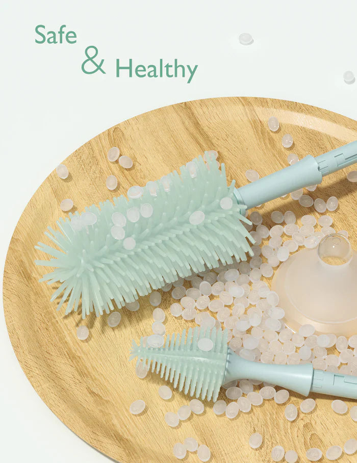 Momcozy Push-Press Bottle Brush Kit - Press Bubble Design for Effortless, Hygienic, 360° Cleaning