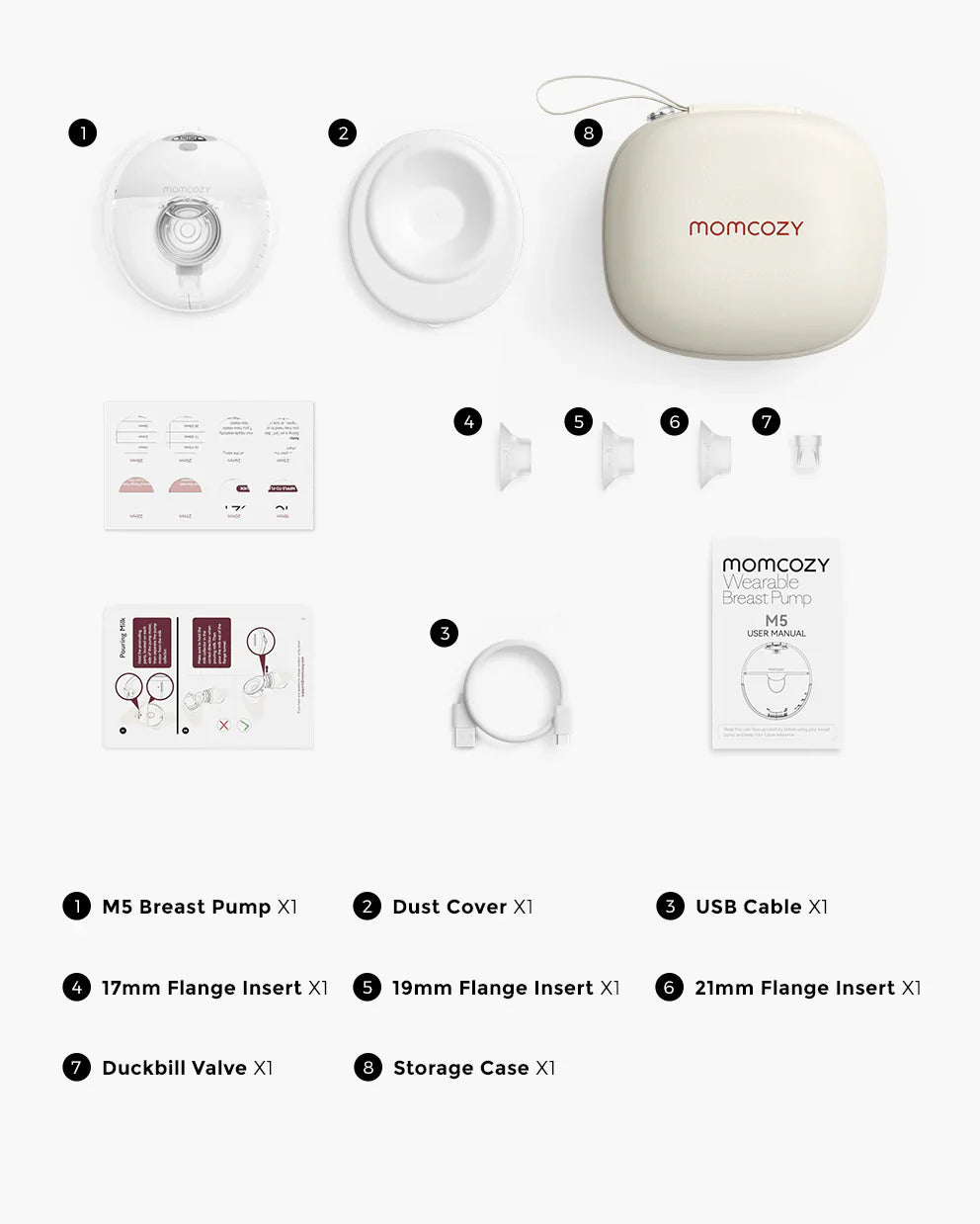 Momcozy All-in-one M5 Wearable Single Electric Breast Pump - Painless Pumping - Portable - 3 Modes & 9 Suction Levels - Rechargeable - Cozy Red