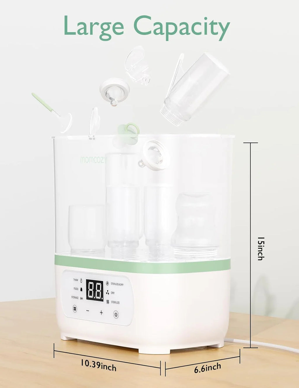 Momcozy Electric Bottle Sterilizer & Dryer - 8-in-1 Multi-Function - Large Capacity - Auto Shut Off - Safe & Efficient