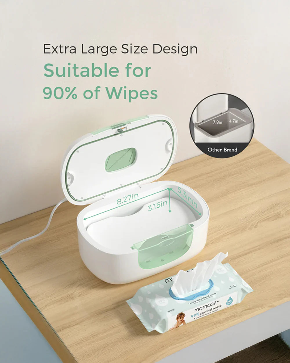 Momcozy Large Capacity Baby Wipe Warmer-3 Level Warm Light-4 Level Temperature Adjustments with Quick Heating-Compatible with 60-80 pcs