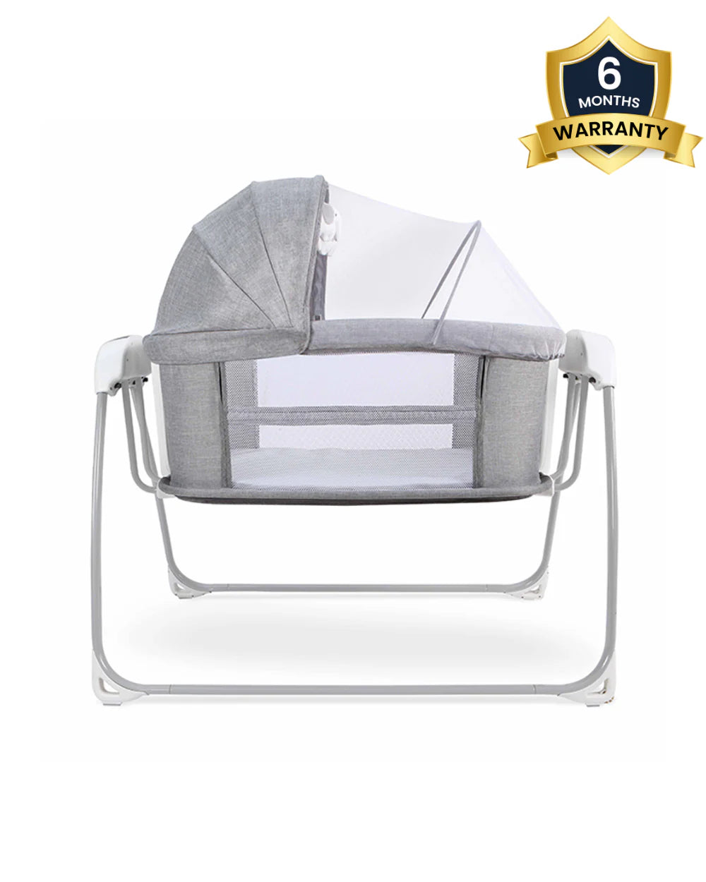 Mastela Deluxe 4 in 1 Bassinet-Cozy Bassinet, Swing & Bedside Sleeper Modes-5 Swing Speeds-15 Melodies-For 0 to 6M (Upto 9 kg)-Grey