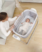 Mastela Deluxe 4 in 1 Bassinet-Cozy Bassinet, Swing & Bedside Sleeper Modes-5 Swing Speeds-15 Melodies-For 0 to 6M (Upto 9 kg)-White