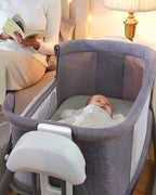 Mastela Deluxe 4 in 1 Bassinet-Cozy Bassinet, Swing & Bedside Sleeper Modes-5 Swing Speeds-15 Melodies-For 0 to 6M (Upto 9 kg)-Grey
