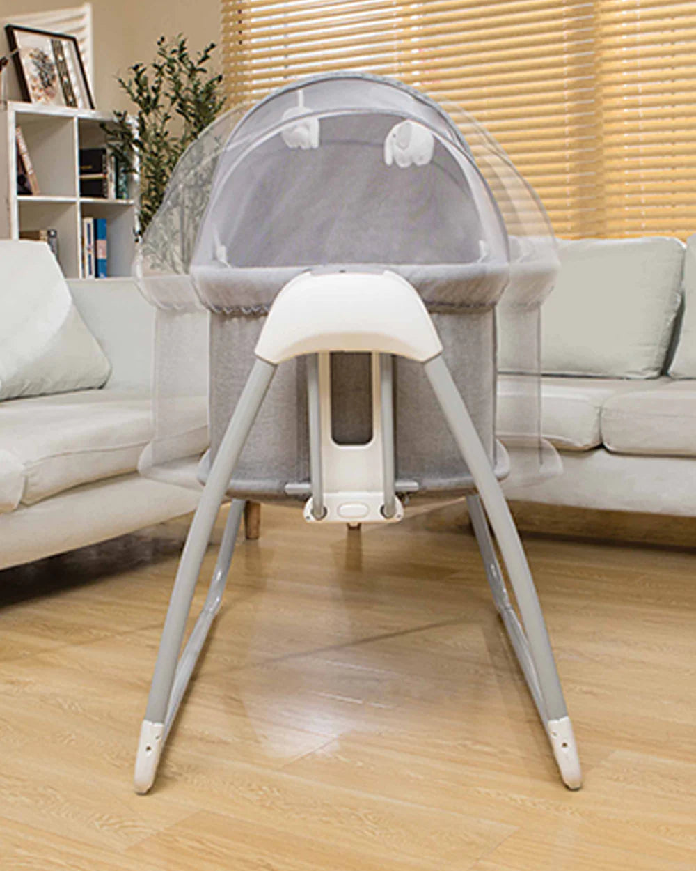 Mastela Deluxe 4 in 1 Bassinet-Cozy Bassinet, Swing & Bedside Sleeper Modes-5 Swing Speeds-15 Melodies-For 0 to 6M (Upto 9 kg)-Grey