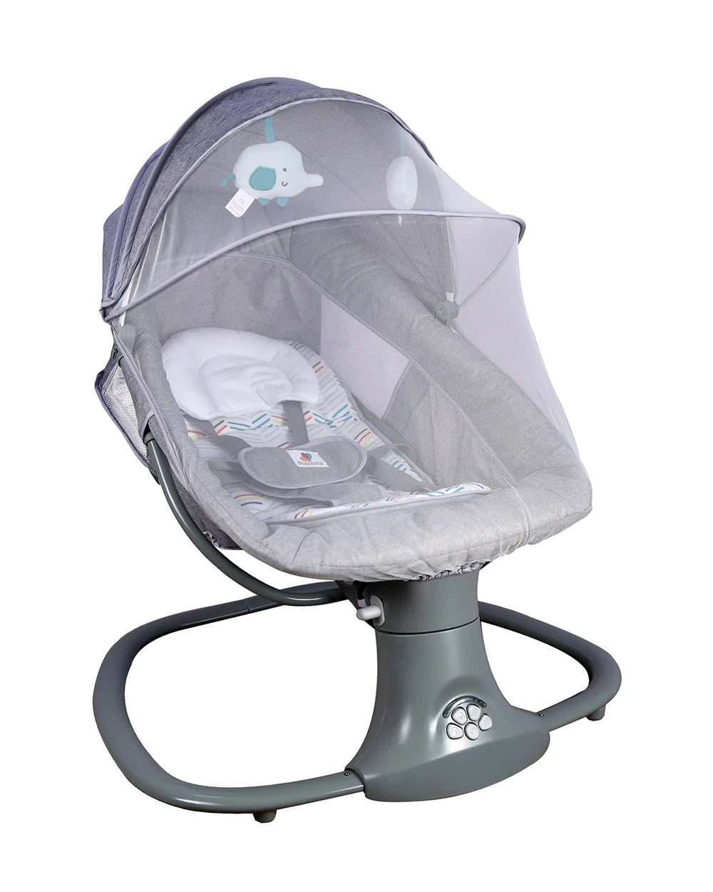 Mastela 3 in 1 Deluxe Multi Function Swing-Multi Position Recline-Canopy with Integrated Mosquito Net-3 Timer Settings & 15 Melodies with Volume Control-Upto 18 Kg-For Infants-Grey
