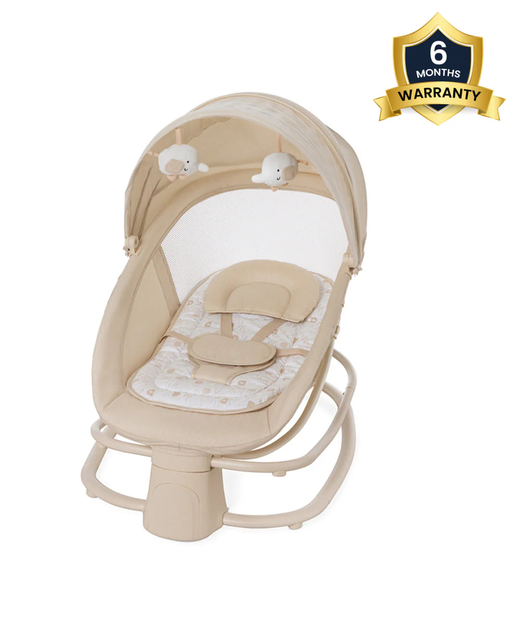 Mastela Deluxe 4 in 1 Swing & Rocker-5 Angle Side To Side Motion-Canopy with Net & Two Toys-15 Melodies With Volume Control-For 0 to 36M (Upto 15 Kg)-Bronze