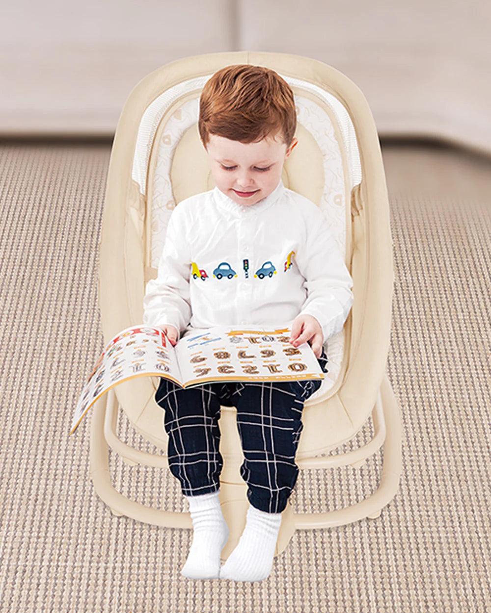 Mastela Deluxe 4 in 1 Swing & Rocker-5 Angle Side To Side Motion-Canopy with Net & Two Toys-15 Melodies With Volume Control-For 0 to 36M (Upto 15 Kg)-Bronze