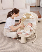 Mastela Deluxe 4 in 1 Swing & Rocker-5 Angle Side To Side Motion-Canopy with Net & Two Toys-15 Melodies With Volume Control-For 0 to 36M (Upto 15 Kg)-Bronze