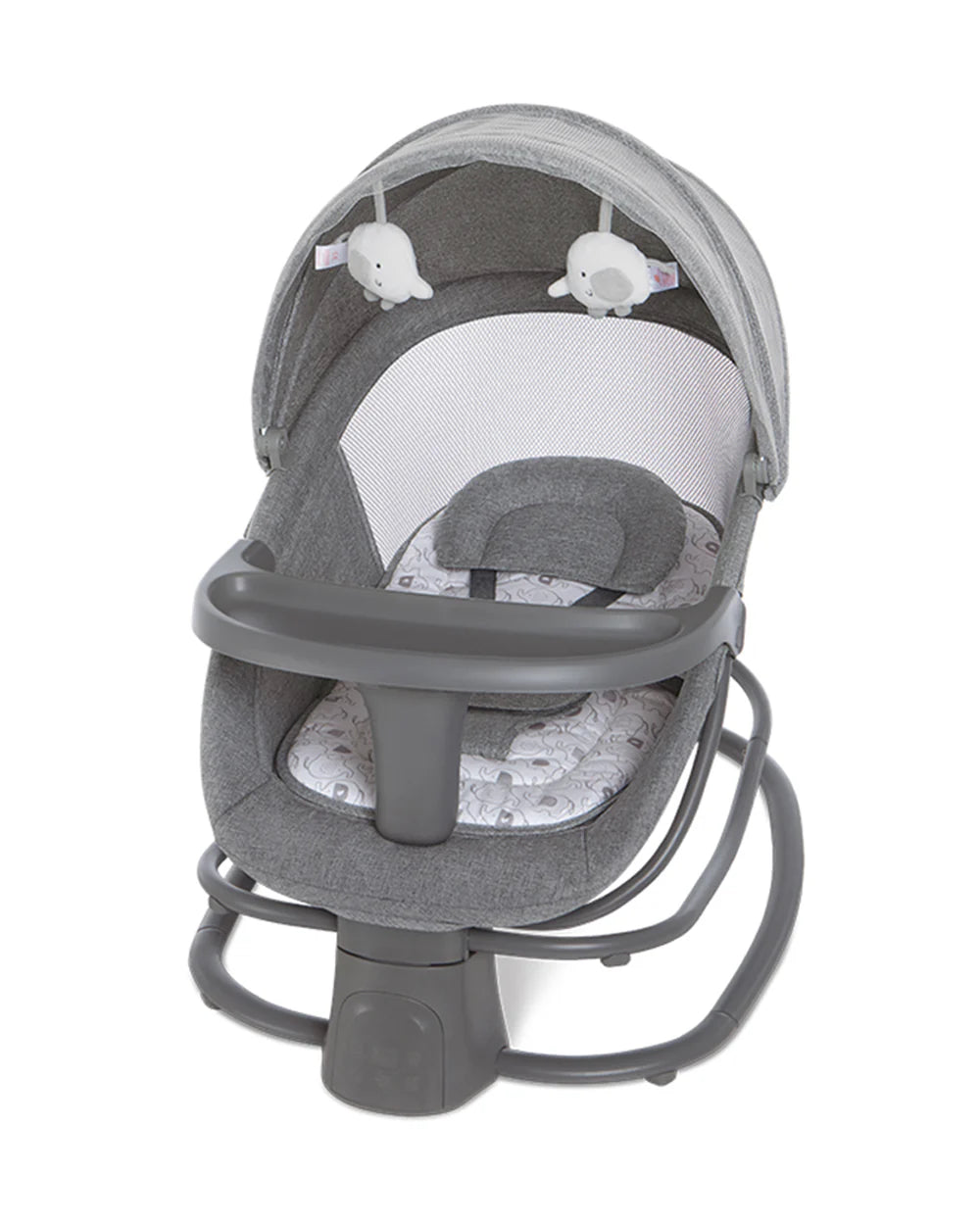 Mastela Deluxe 4 in 1 Swing & Rocker-5 Angle Side To Side Motion-Canopy with Net & Two Toys-15 Melodies With Volume Control-For 0 to 36M (Upto 15 Kg)-Dark Grey