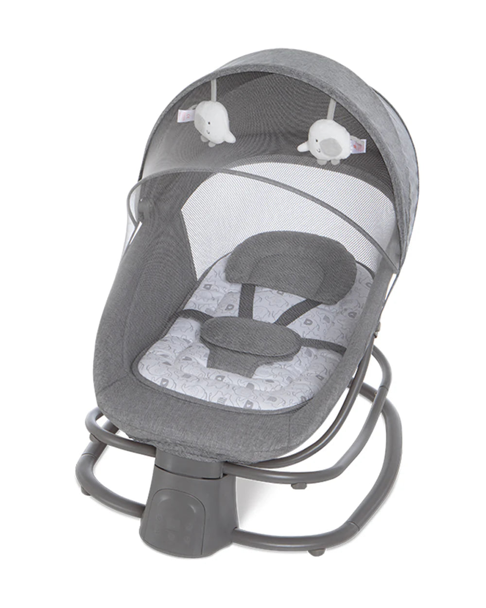 Mastela Deluxe 4 in 1 Swing & Rocker-5 Angle Side To Side Motion-Canopy with Net & Two Toys-15 Melodies With Volume Control-For 0 to 36M (Upto 15 Kg)-Dark Grey