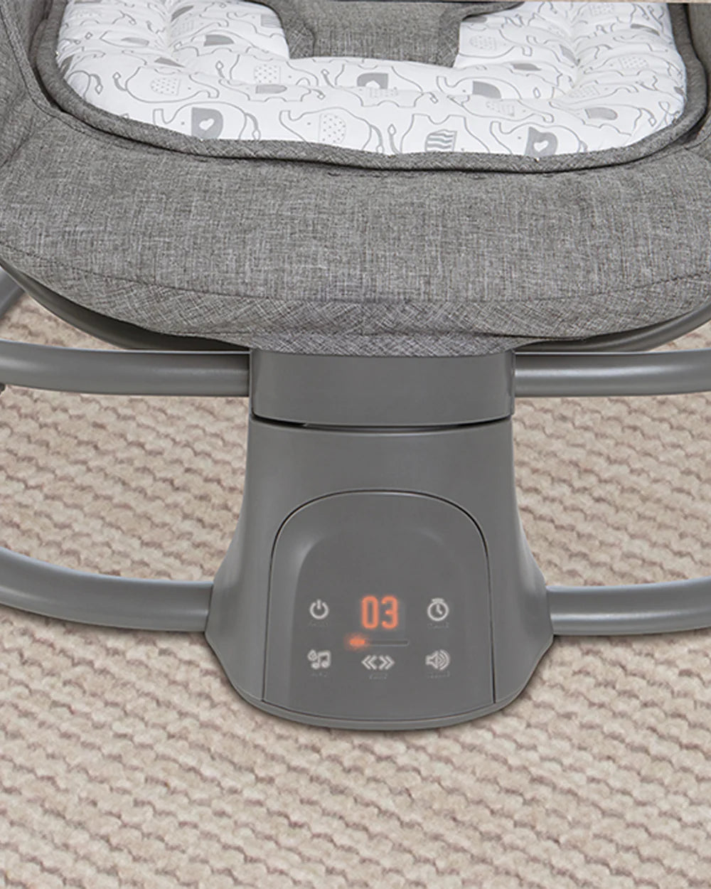 Mastela Deluxe 4 in 1 Swing & Rocker-5 Angle Side To Side Motion-Canopy with Net & Two Toys-15 Melodies With Volume Control-For 0 to 36M (Upto 15 Kg)-Dark Grey