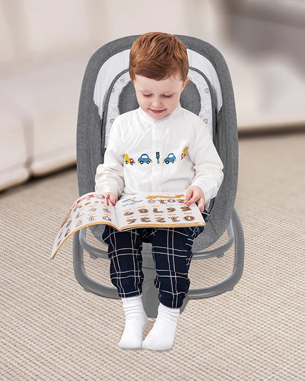 Mastela Deluxe 4 in 1 Swing & Rocker-5 Angle Side To Side Motion-Canopy with Net & Two Toys-15 Melodies With Volume Control-For 0 to 36M (Upto 15 Kg)-Dark Grey